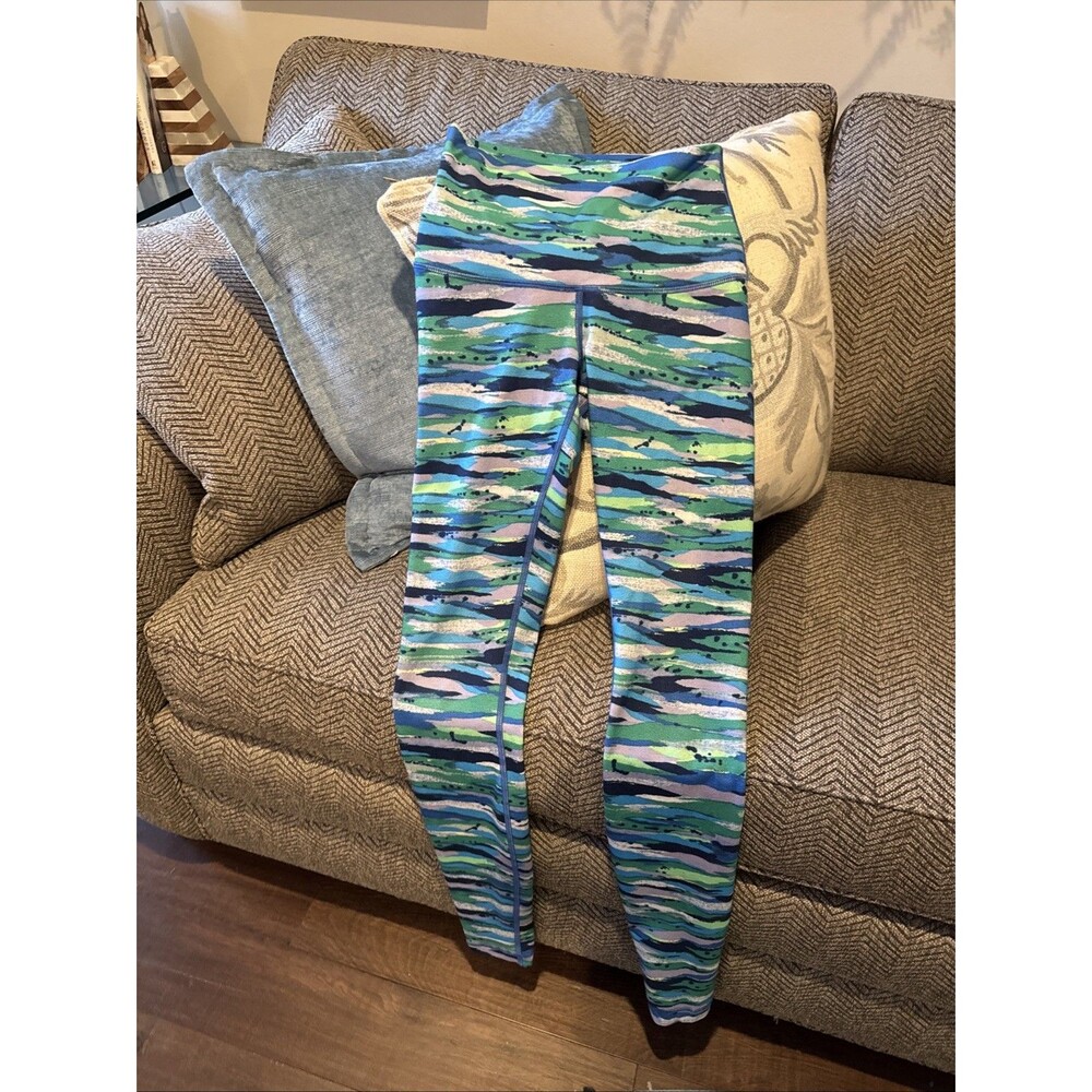 Lululemon Pants Womens 4 Blue Green Yoga Leggings Stretch Activewear Cropped